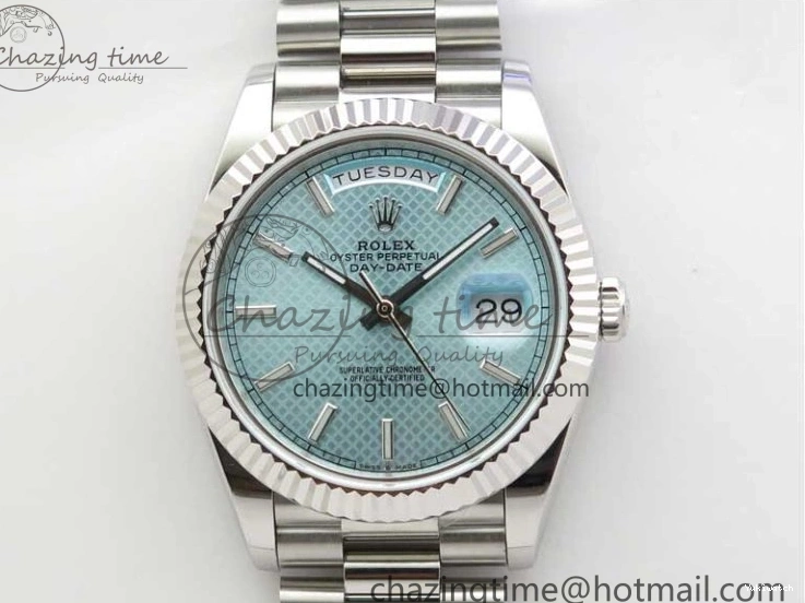 A2836 Dial 228239 Dial Blue SS BP SS Version Textured 904 on Day-Date President 40mm Ice Bracelet New 0724